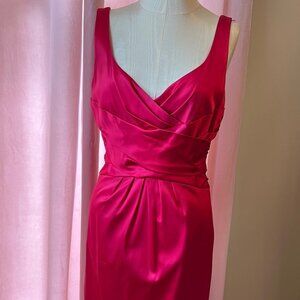 Jones New York Glam satin hot pink wiggle cocktail dress ~ Sz 12